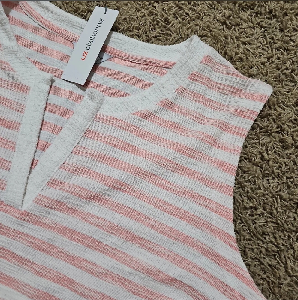 NWOT Dress Liz Claiborne Striped Sleeveless Shift Knee Length 5X Plus Pullover - Picture 2 of 5